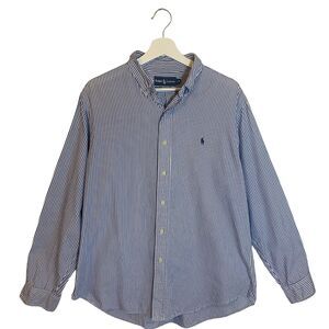 Ralph Lauren Button Shirt Mens 16 34/35  (Size L) Blue White Stripe Classic  Fit